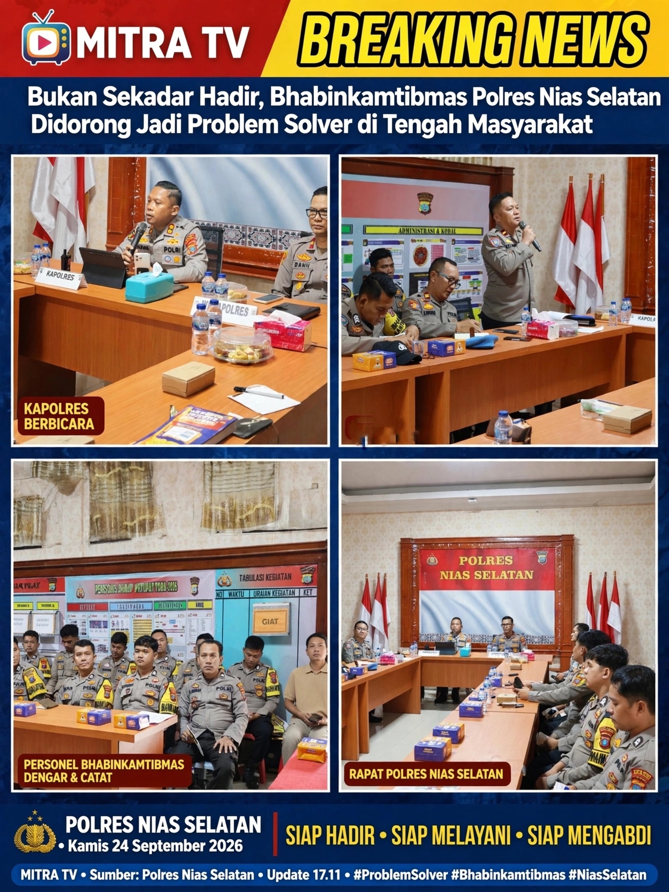 BUKAN SEKADAR HADIR, BHABINKAMTIBMAS POLRES NIAS SELATAN DIDORONG JADI PROBLEM SOLVER DI TENGAH MASYARAKAT