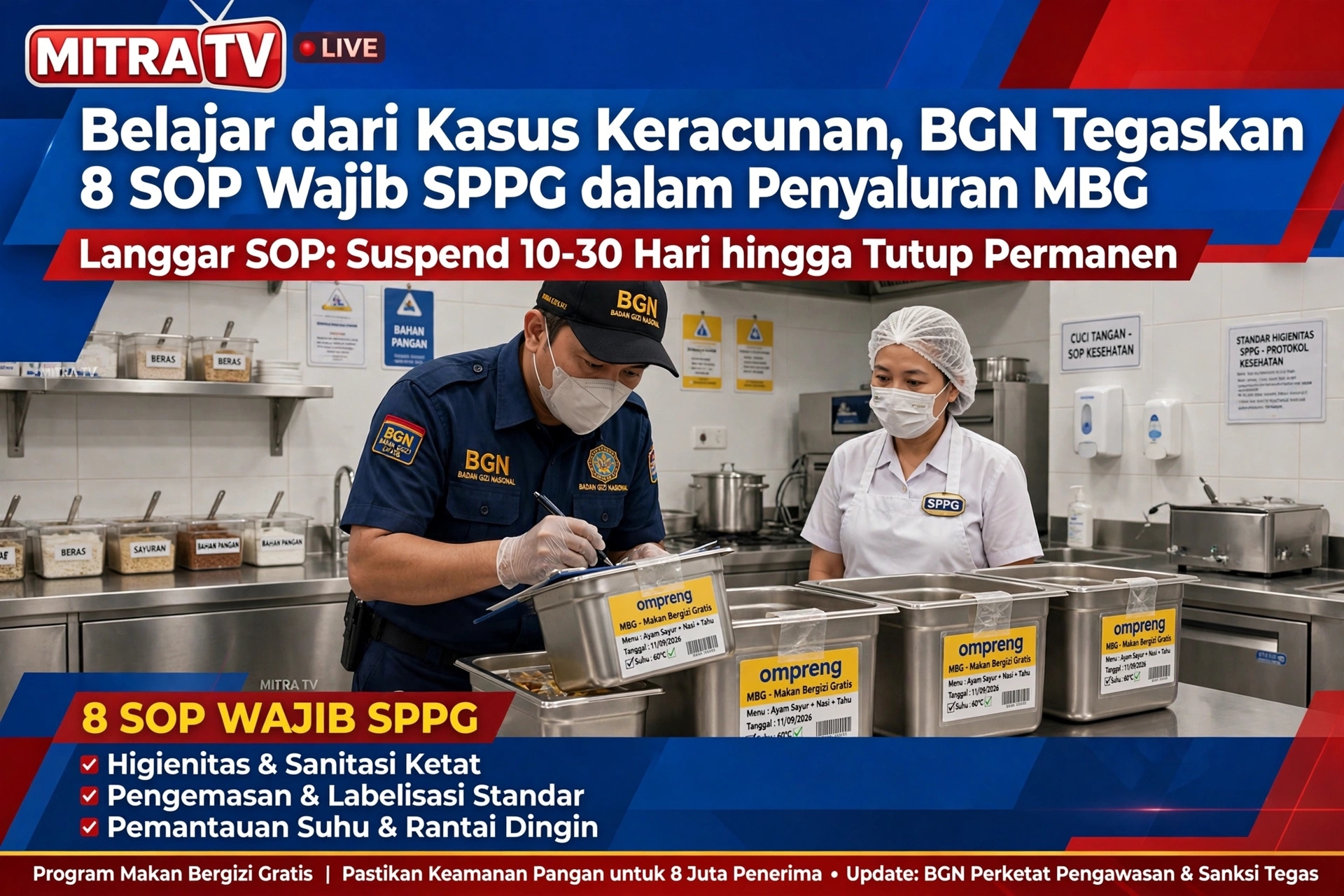 Belajar dari Kasus Keracunan, BGN Tegaskan 8 SOP Wajib SPPG dalam Penyaluran MBG